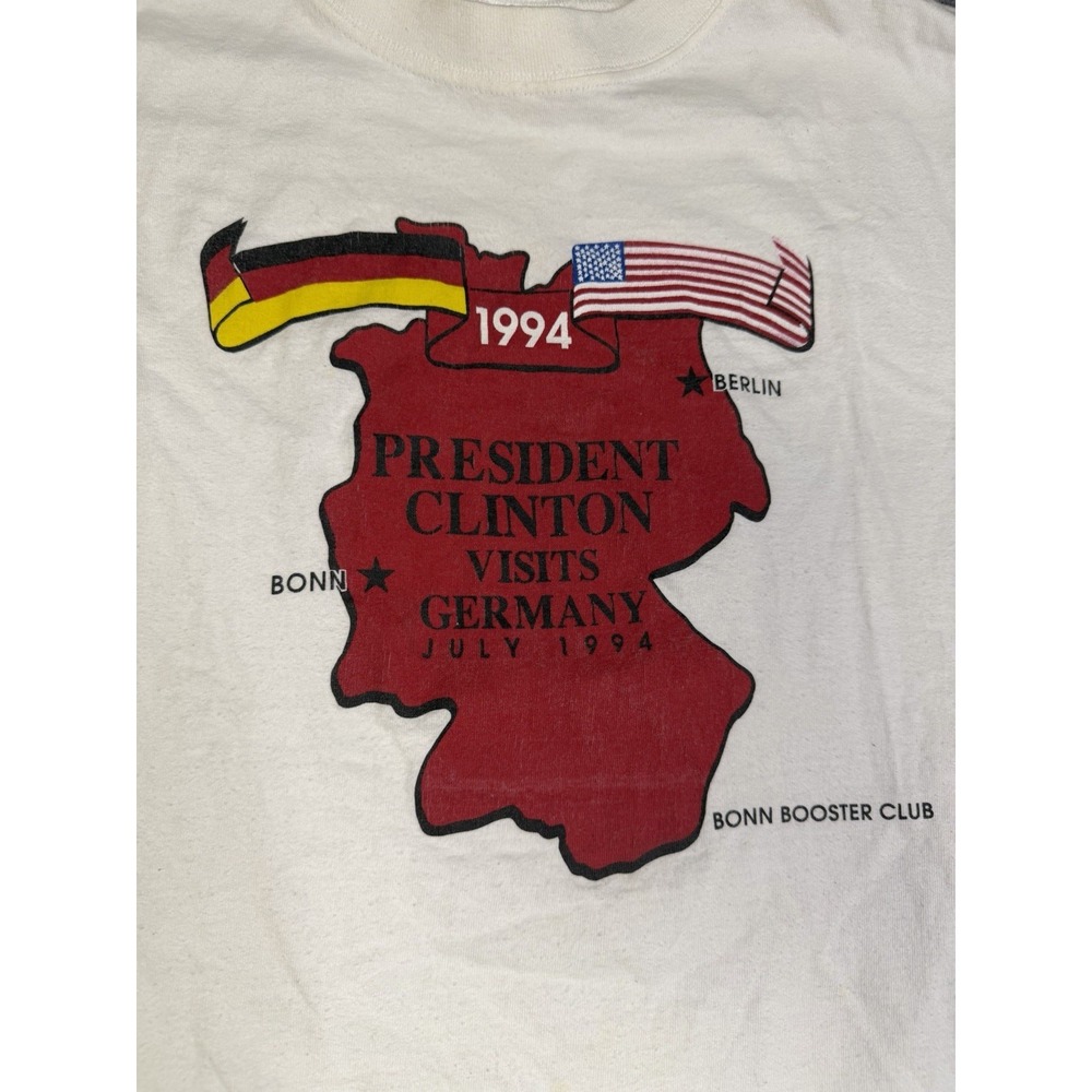 Vintage July 1994 President Clinton Visits Germany T-Shirt Size Small Bonn
